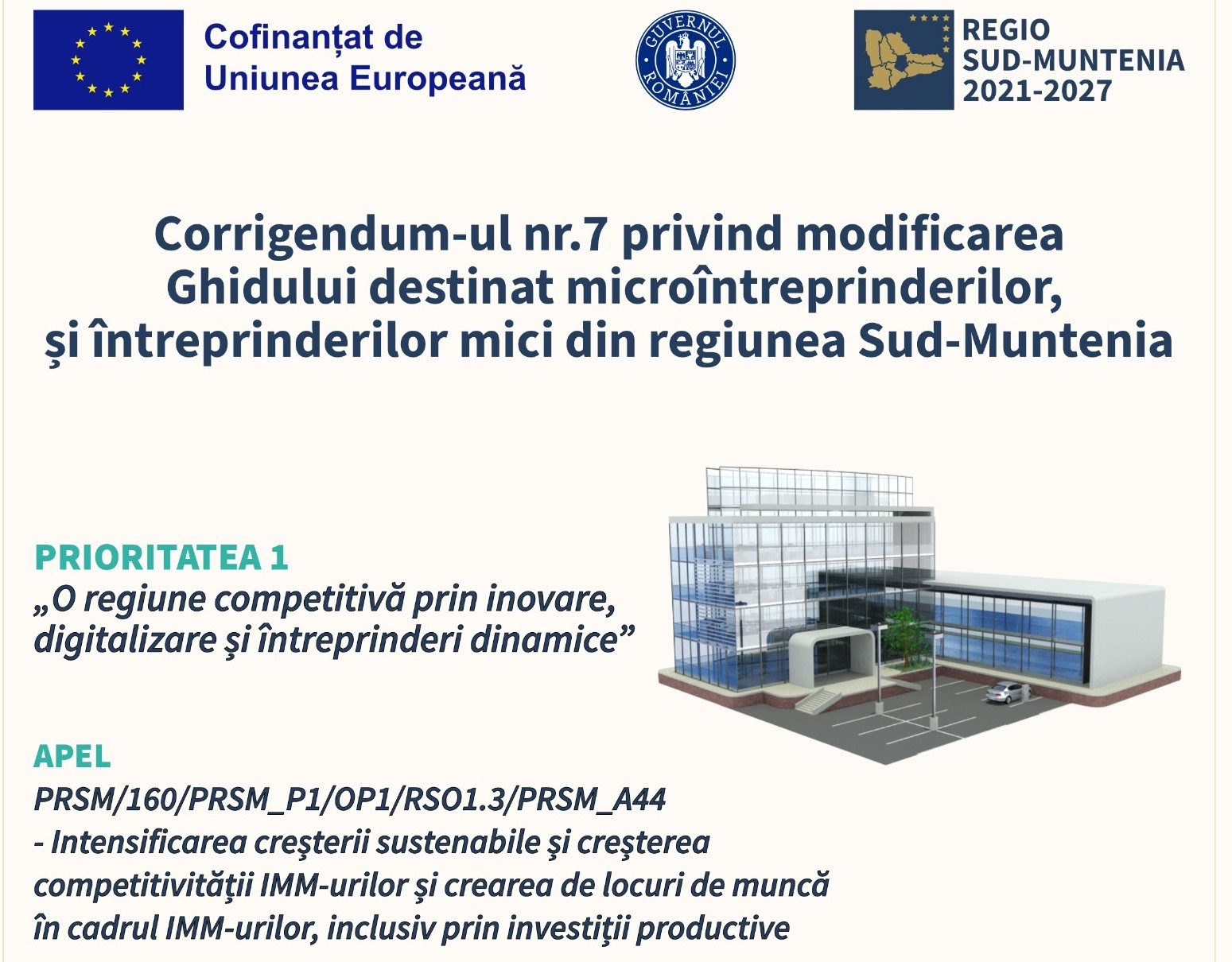 Corrigendum-ul numărul 7 pentru ghidul destinat microîntreprinderilor și întreprinderi mici din regiunea Sud-Muntenia