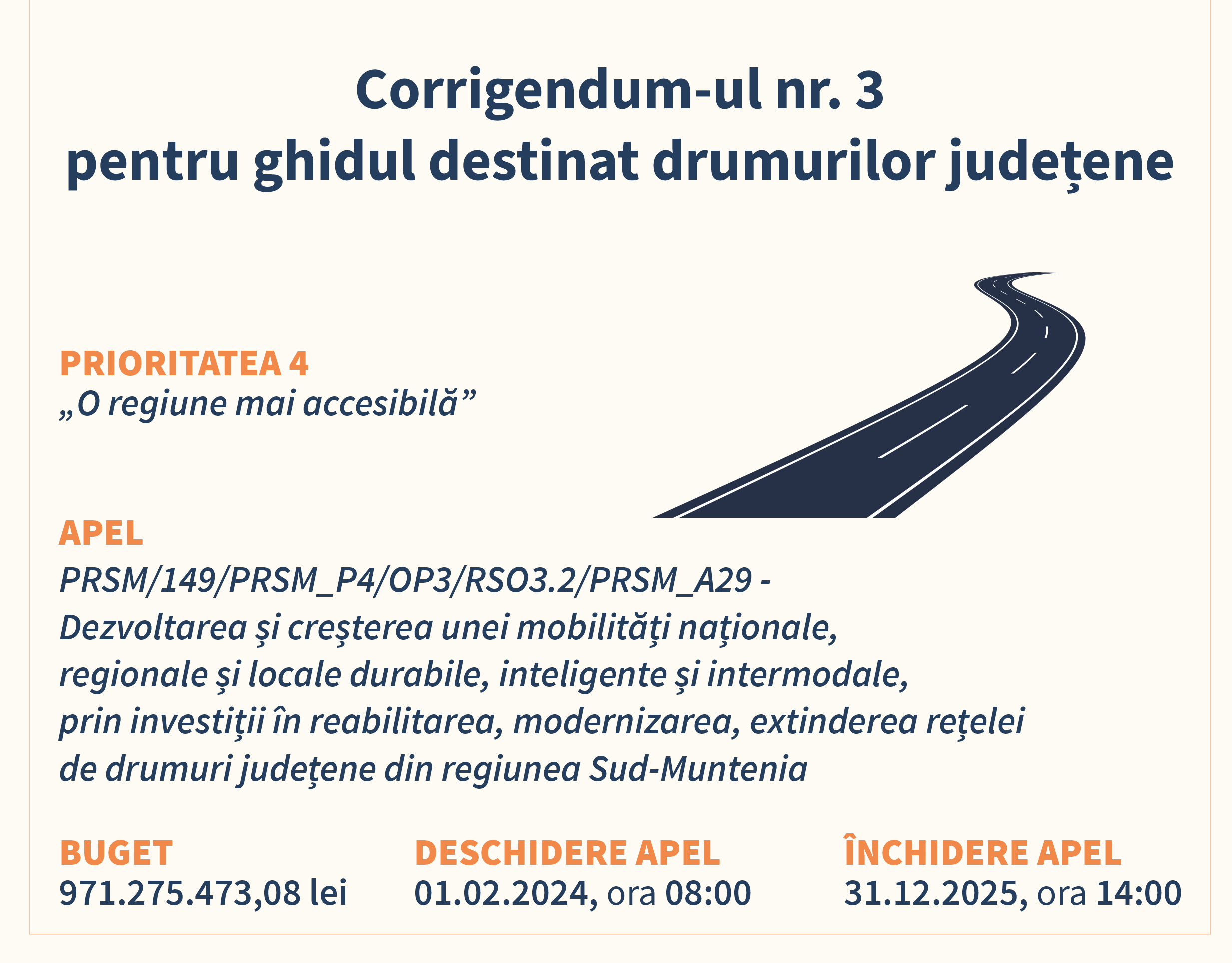 Corrigendum-ul numărul 3 pentru ghidul destinat drumurilor județene