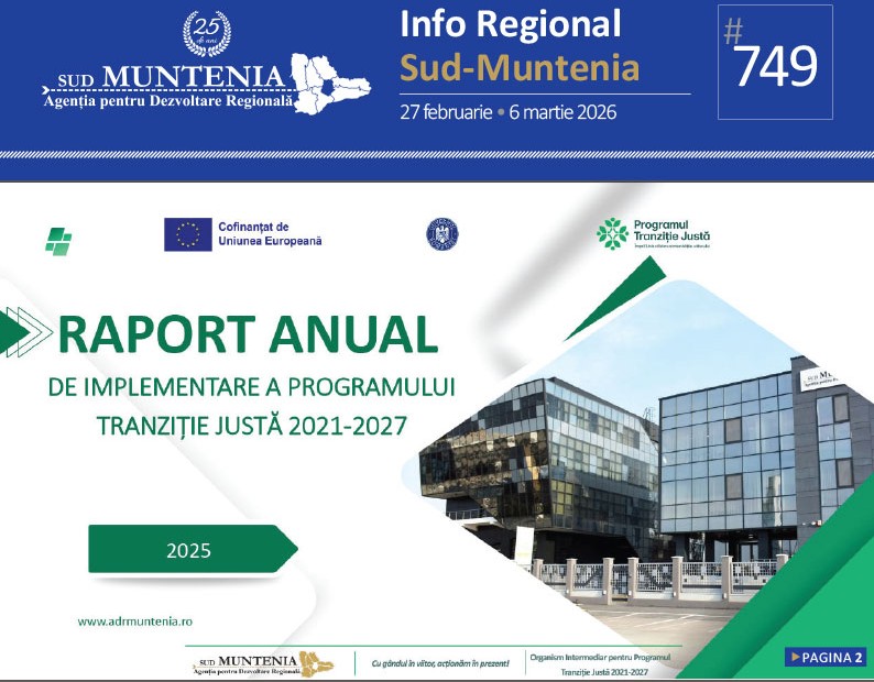 A apărut buletinul informativ Info Regional Sud-Muntenia nr. 749