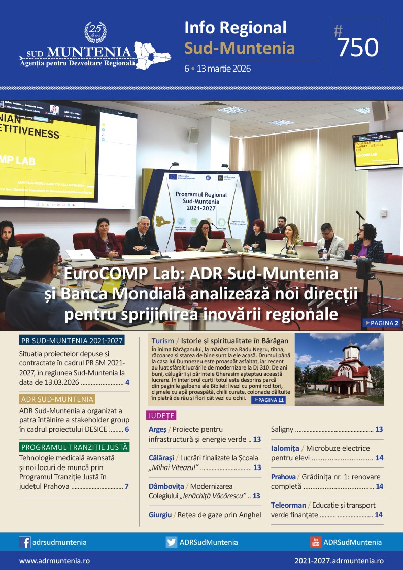 A apărut buletinul informativ Info Regional Sud-Muntenia nr. 750