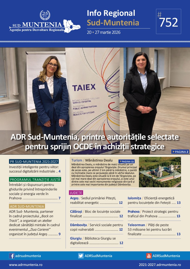 A apărut buletinul informativ Info Regional Sud-Muntenia nr. 752