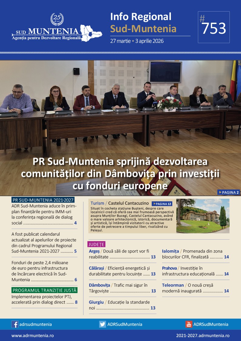 A apărut buletinul informativ Info Regional Sud-Muntenia nr. 753