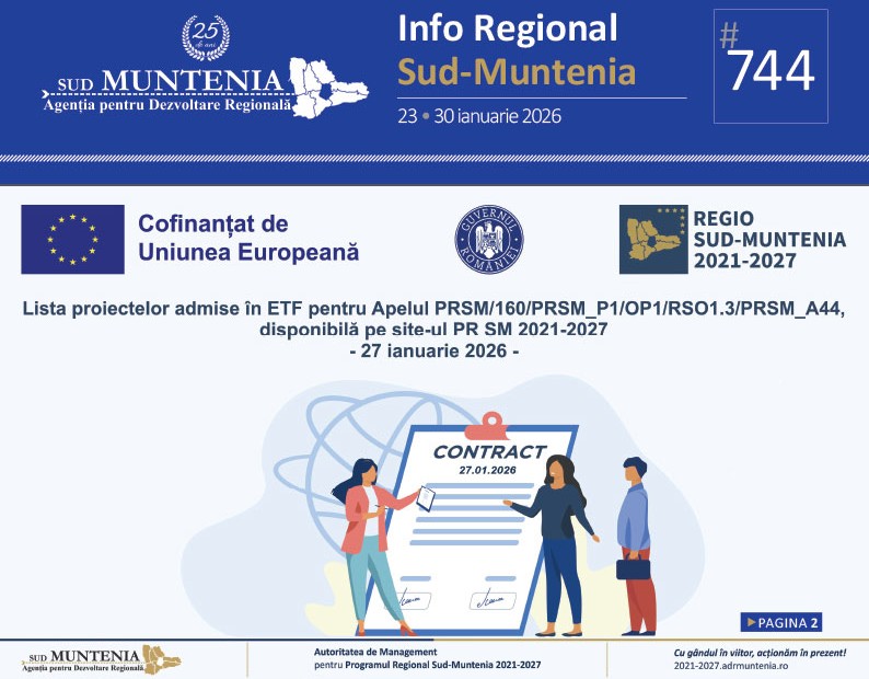 A apărut buletinul informativ Info Regional Sud-Muntenia nr. 744