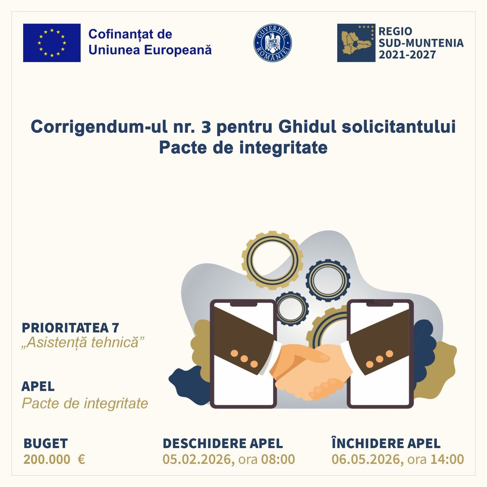 ADR Sud-Muntenia prelungește termenul pentru proiectele „Pacte de integritate” până la 6 mai 2026