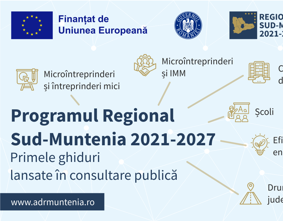 Primele ghiduri specifice pentru mediul de afaceri din cadrul PR Sud-Muntenia 2021-2027, lansate în consultare publică!